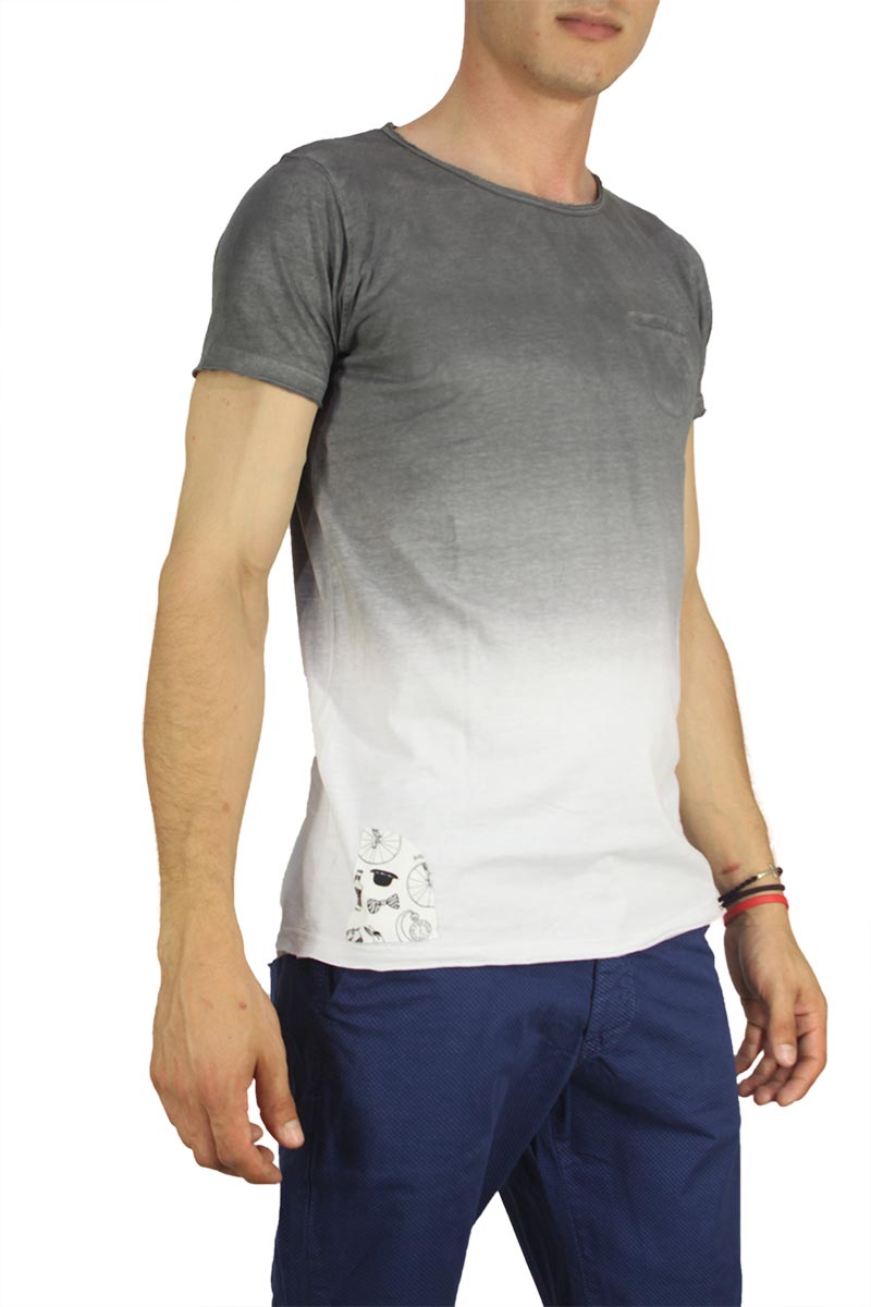 Malavita longline dip dye t-shirt γκρι