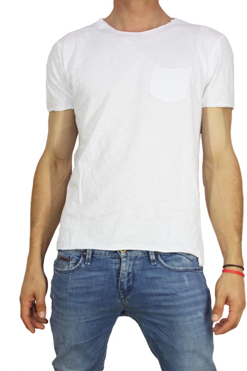 21 degrees ανδρικό t-shirt λευκό με τσεπάκι