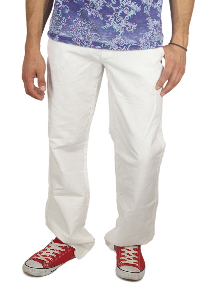Ανδρικό λινό chino παντελόνι λευκό