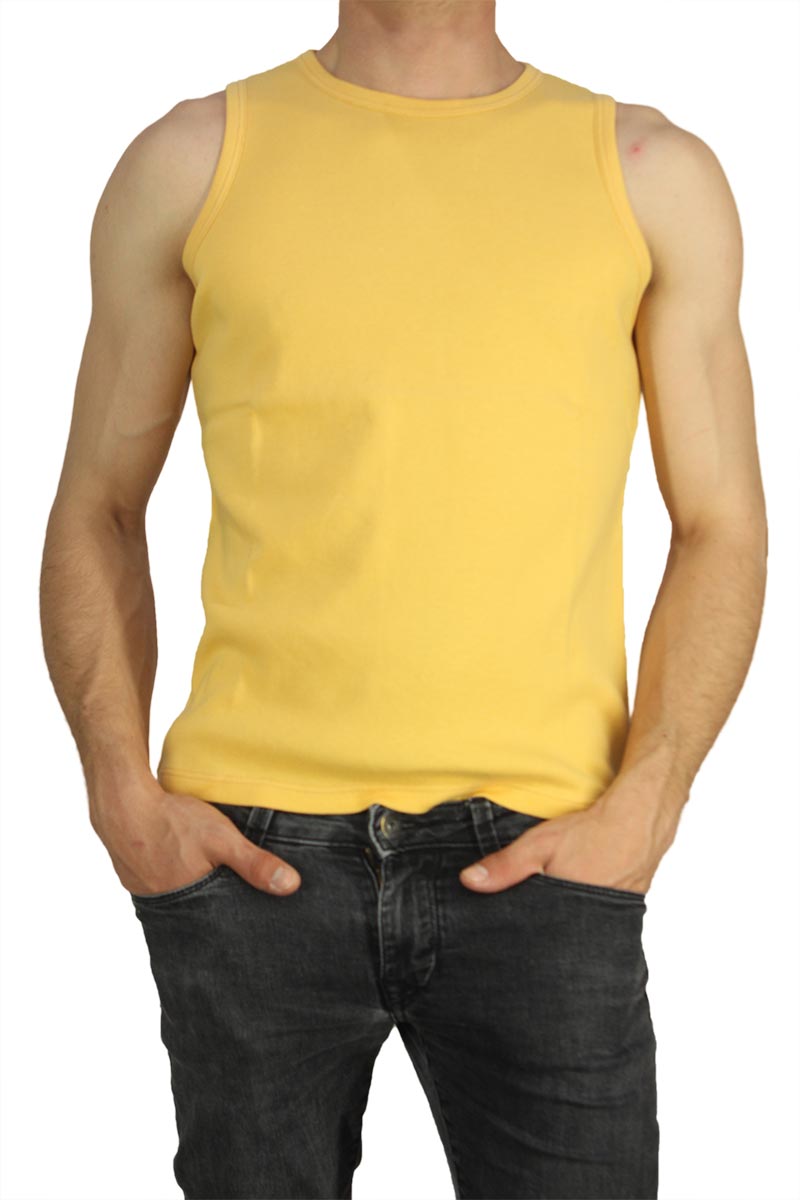 Ανδρικό αμάνικο μπλουζάκι μουσταρδί
