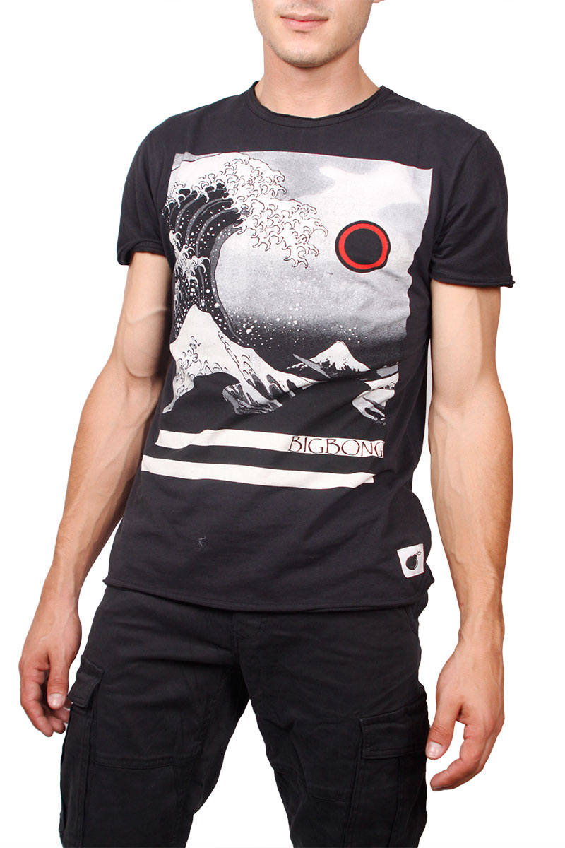 Bigbong T-shirt μαύρο με wave print