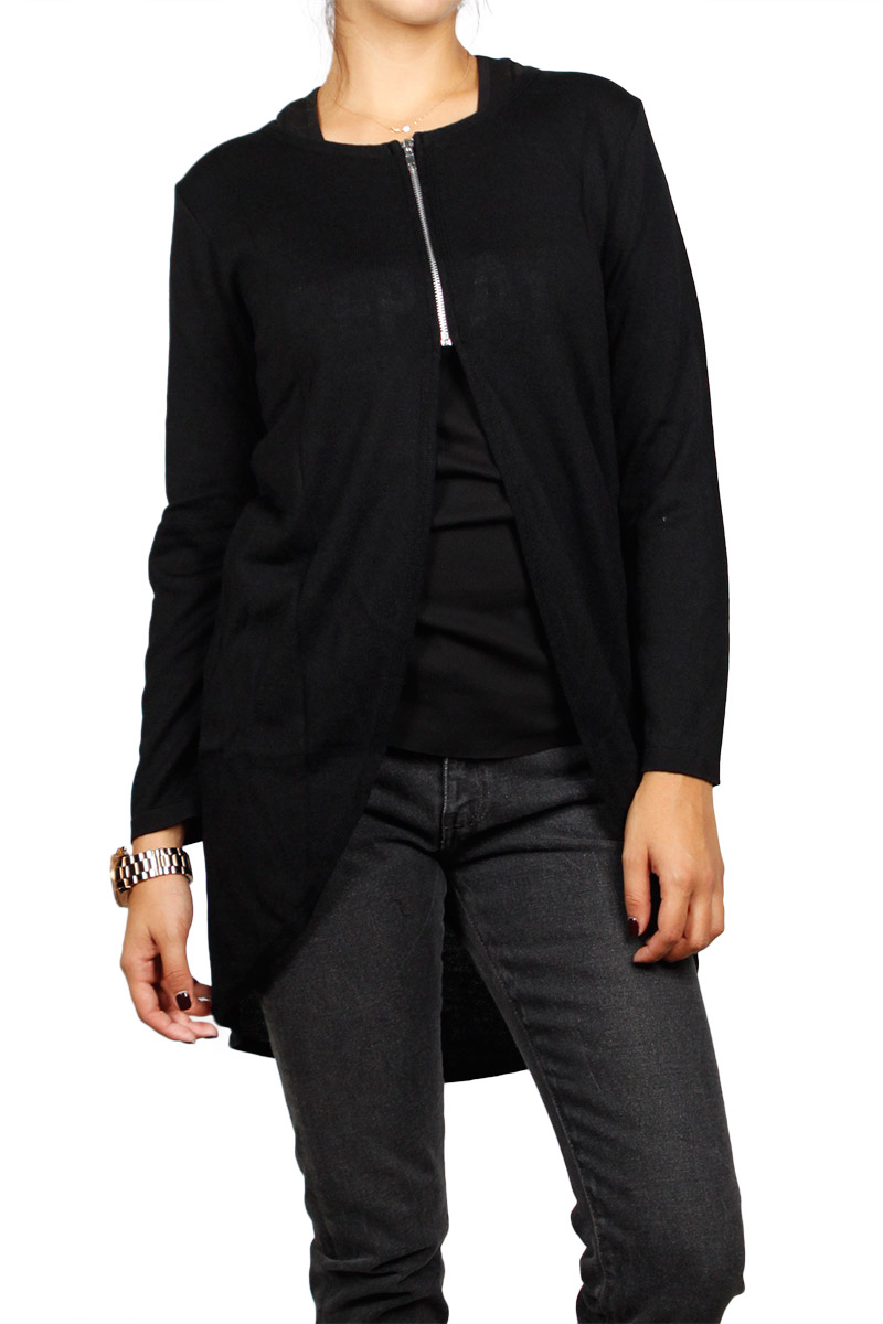 Agel Knitwear μαύρη πλεκτή τουνίκ με φερμουάρ