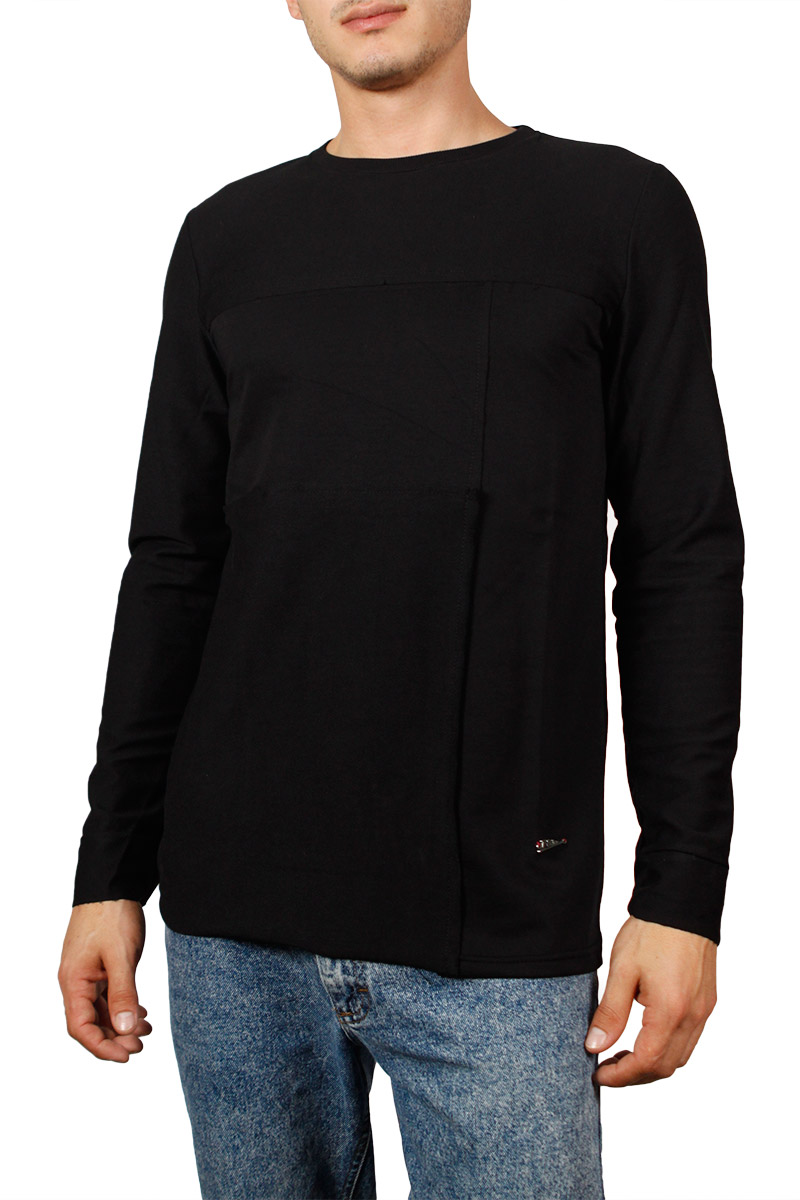 Ανδρική μακρυμάνικη μπλούζα μαύρη με πάνελ