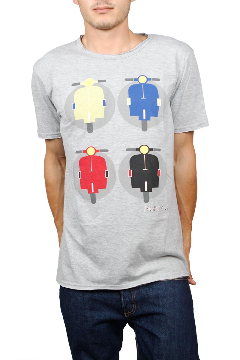 Bigbong vespa print T-shirt γκρι μελανζέ