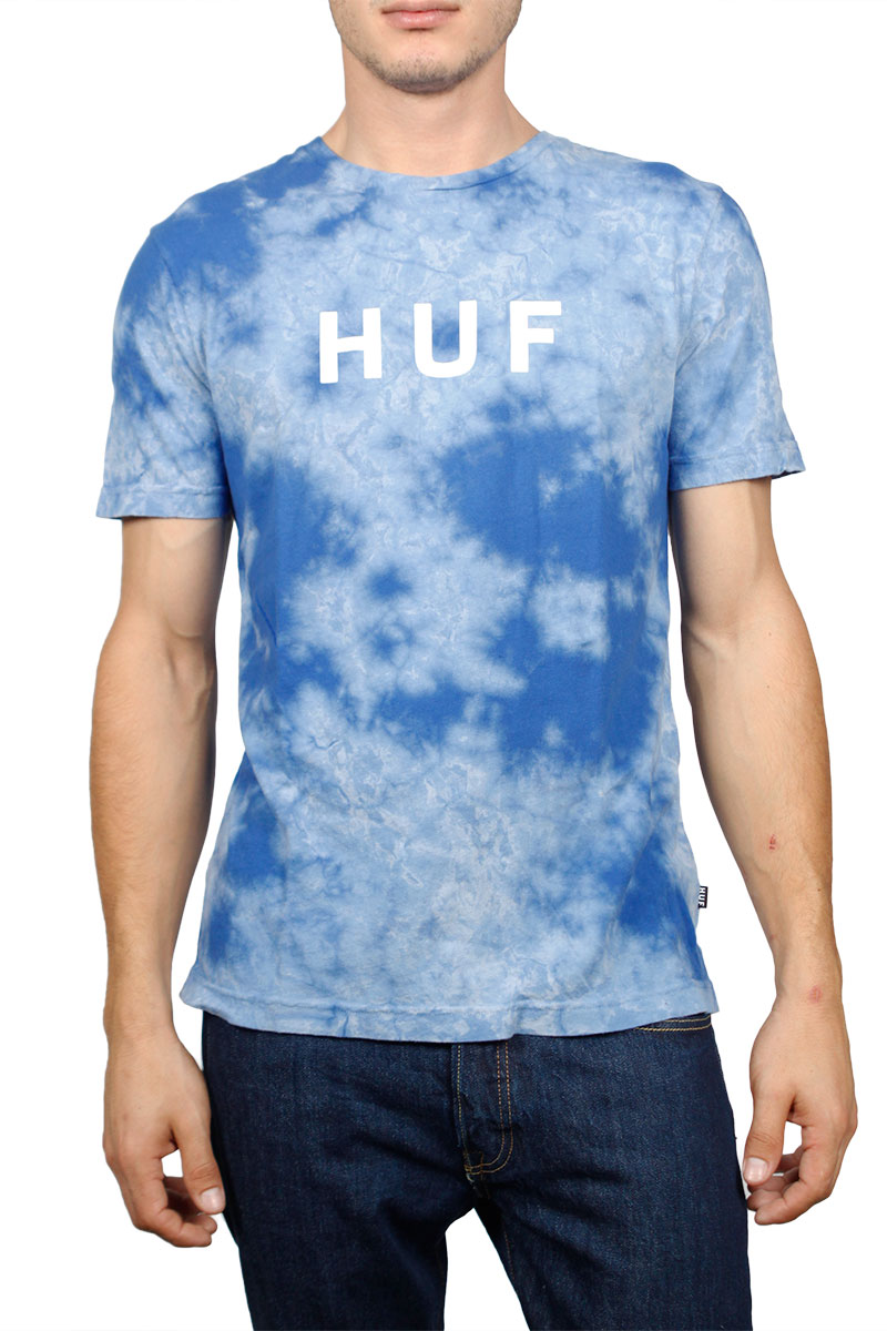 Huf bleach wash original logo t-shirt navy