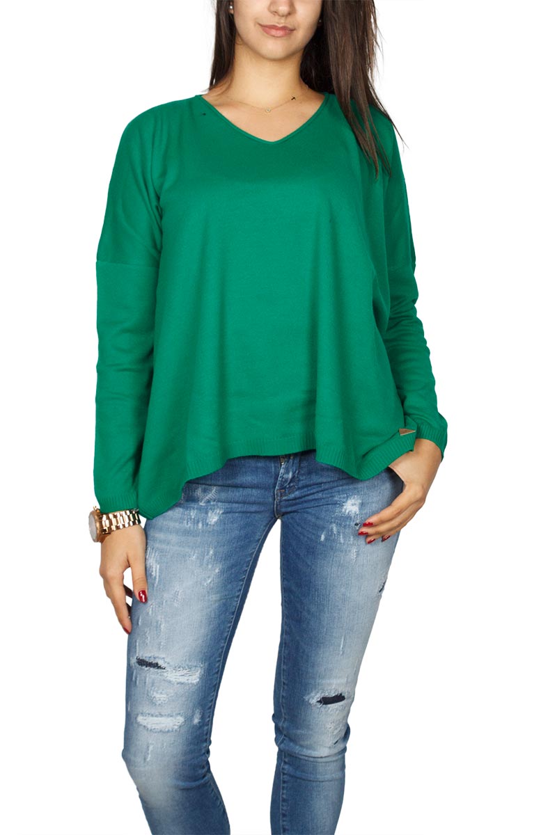 Agel Knitwear πλεκτή loose fit μπλούζα σκούρο πράσινο