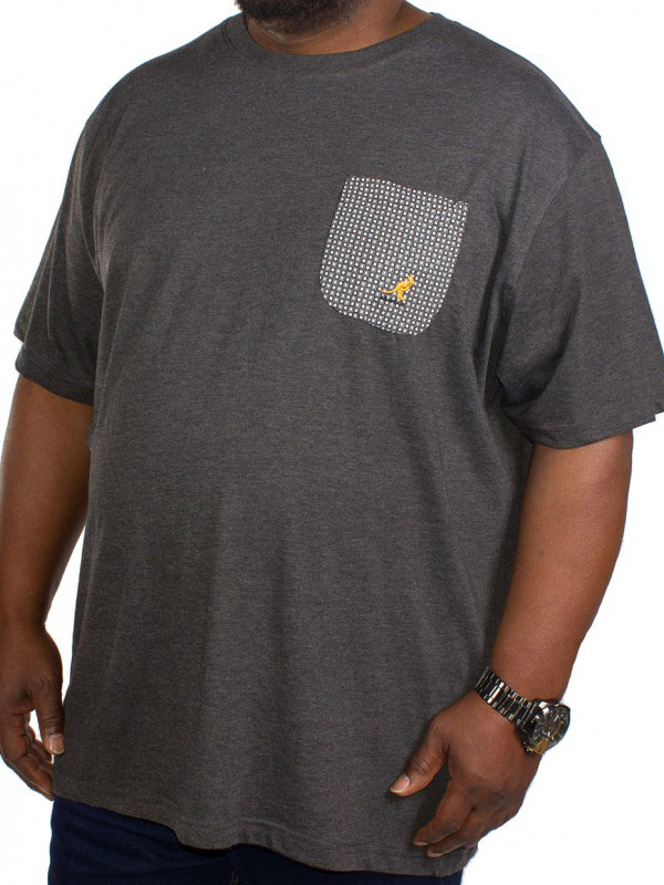 Big size Kangol Walle T-shirt μαύρο μελανζέ με τσεπάκι