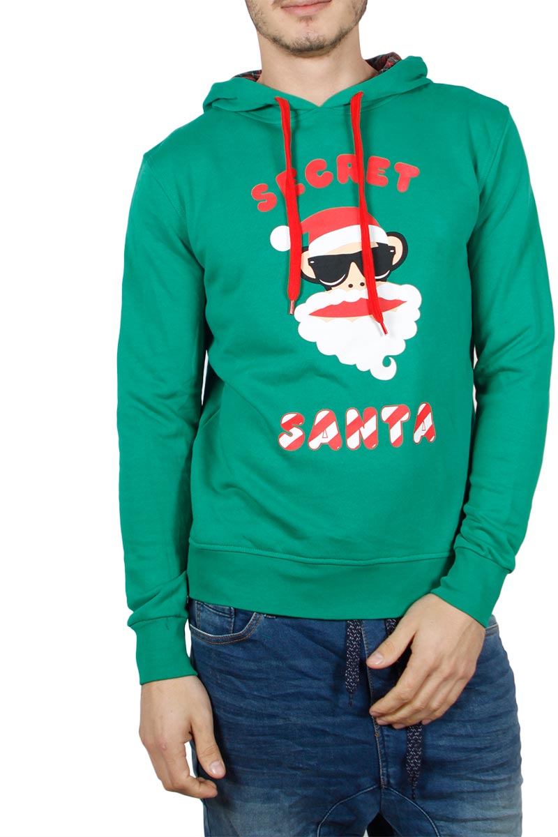 Paul Frank Santa secret ανδρική φούτερ μπλούζα πράσινη