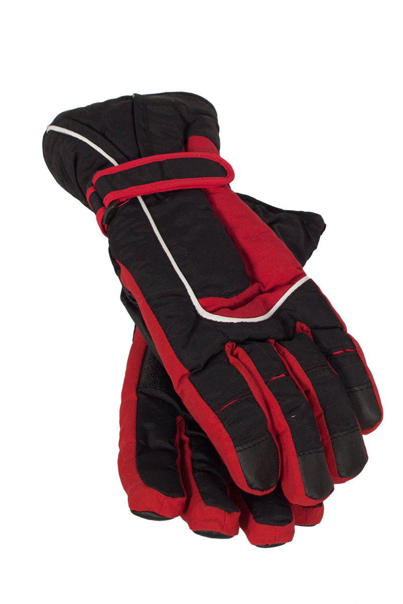 Ανδρικά γάντια μηχανής μαύρο-κόκκινο με επένδυση φλις