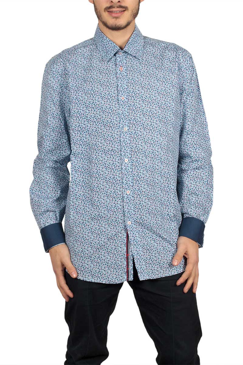 Ανδρικό πουκάμισο Missone με μπλέ φλοράλ