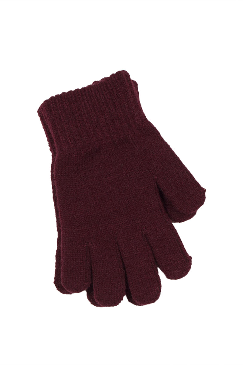 Γυναικεία πλεκτά γάντια σκούρο μωβ