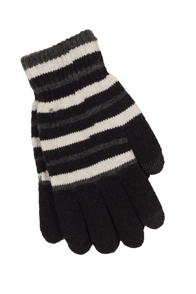 Πλεκτά γάντια αφής μαύρο-γκρι-λευκό
