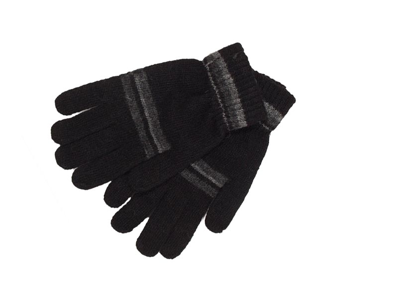 Πλεκτά γάντια μαύρα με ρίγα