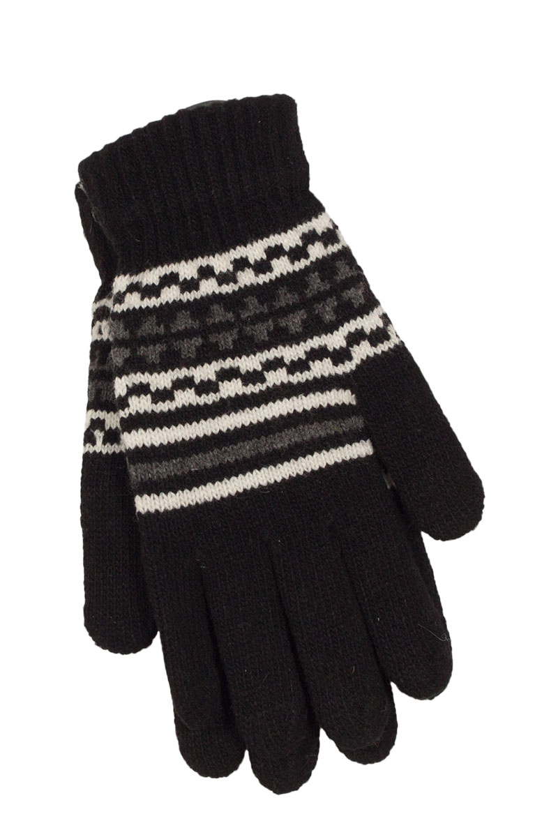 Πλεκτά ζακάρ γάντια μαύρα