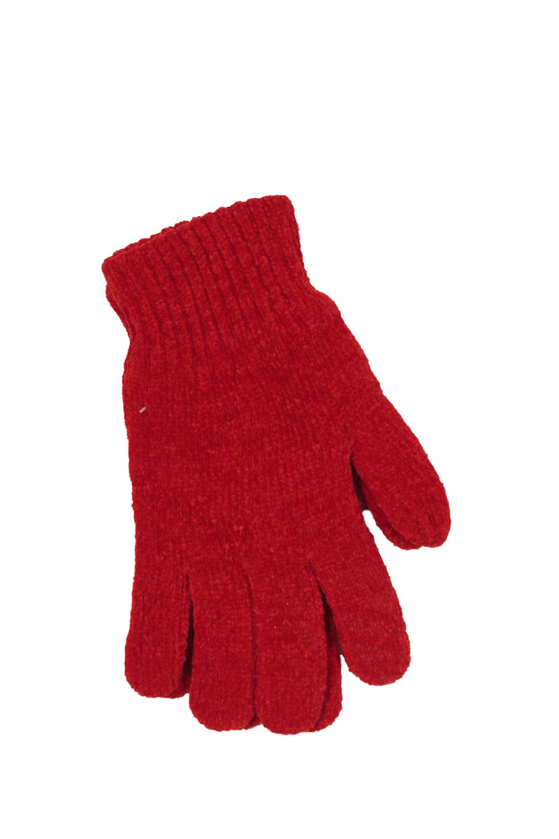 Γυναικεία βελουτέ πλεκτά γάντια κόκκινα