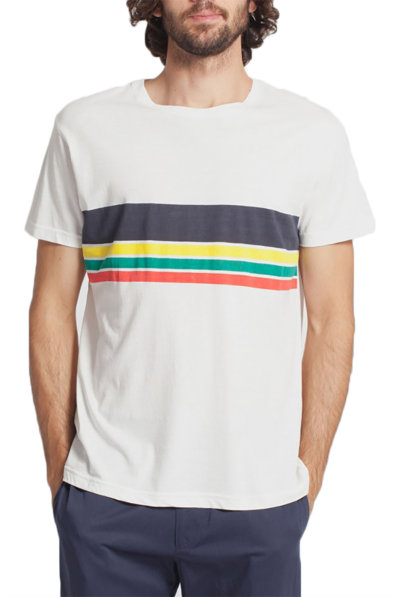 Thinking Mu Colors stripe t-shirt λευκό
