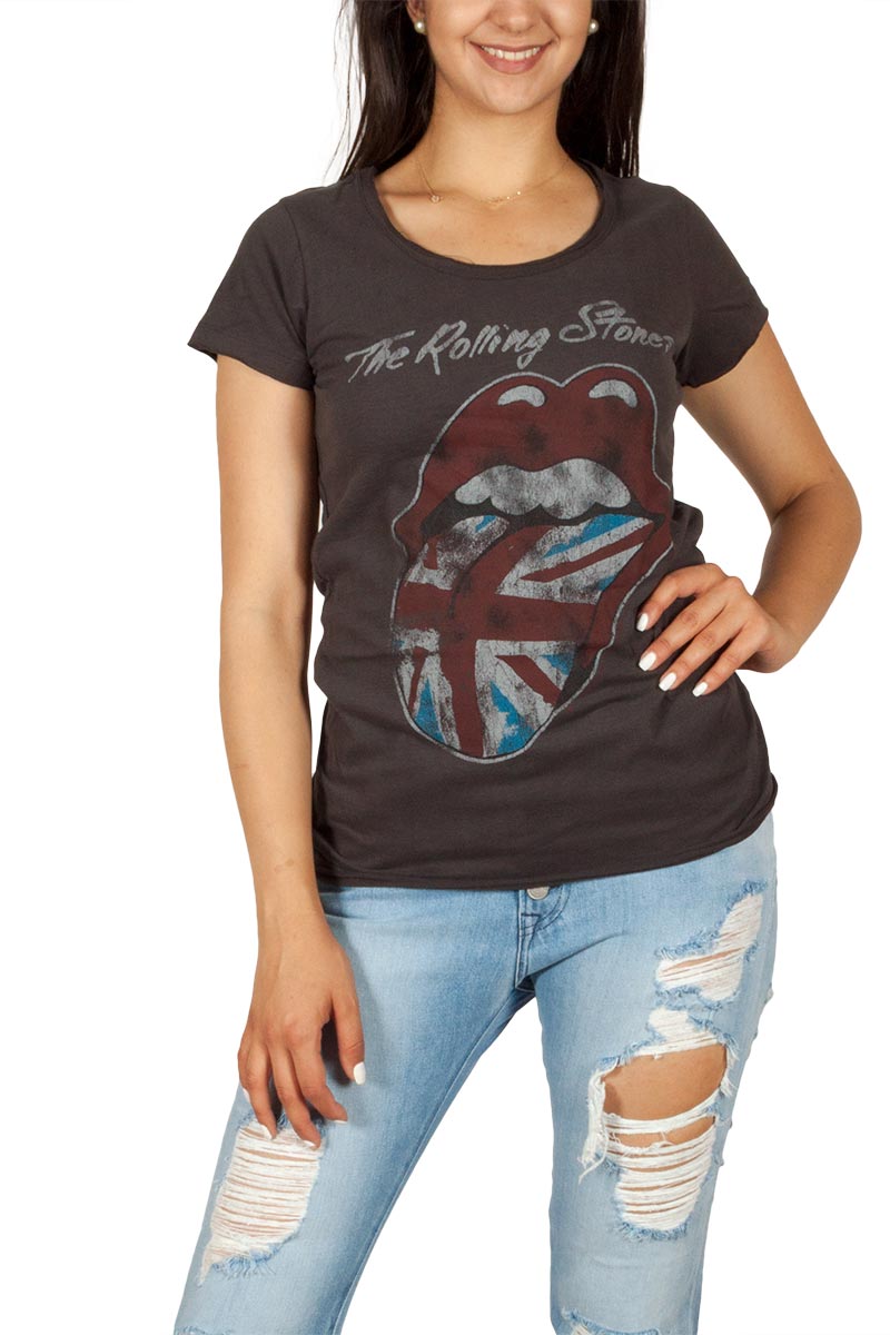 Amplified Rolling Stones UK tongue T-shirt γυναικείο ανθρακί