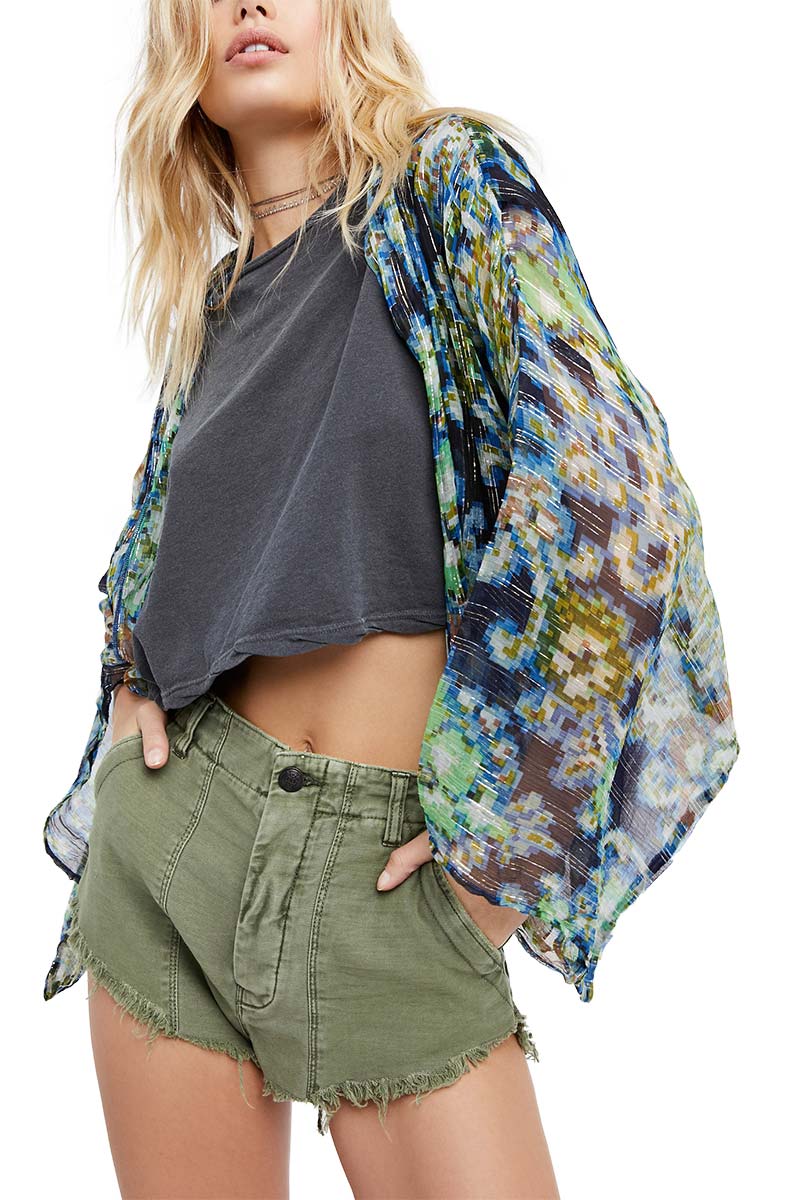 Free People Fluer de Lis kimono navy