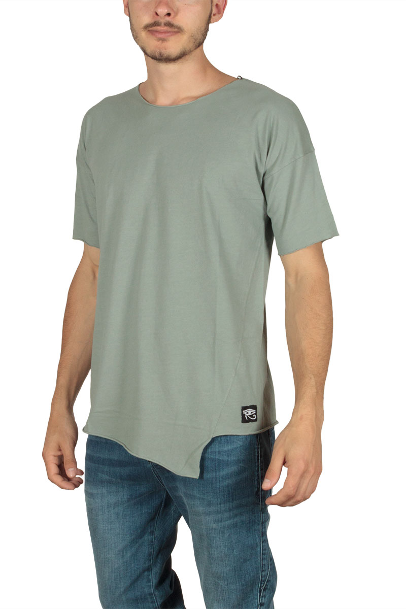Oyet ανδρικό ασύμμετρο T-shirt χακί