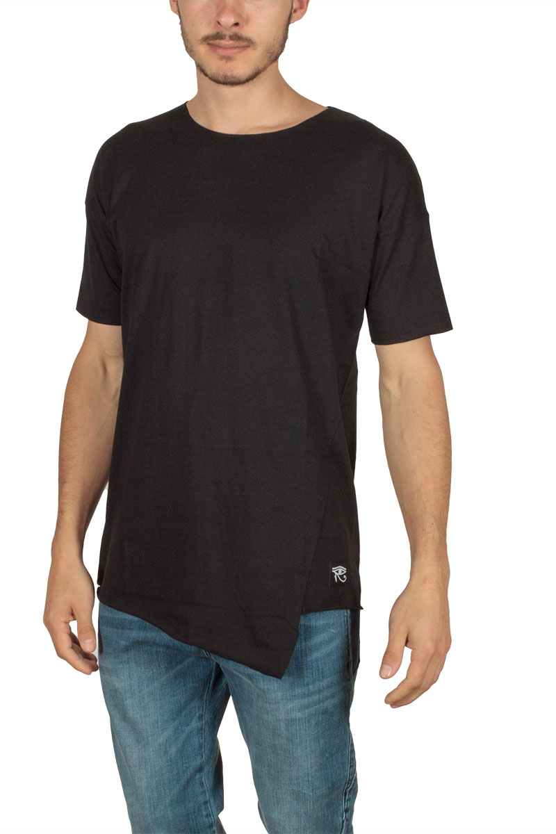 Oyet ανδρικό ασύμμετρο T-shirt μαύρο