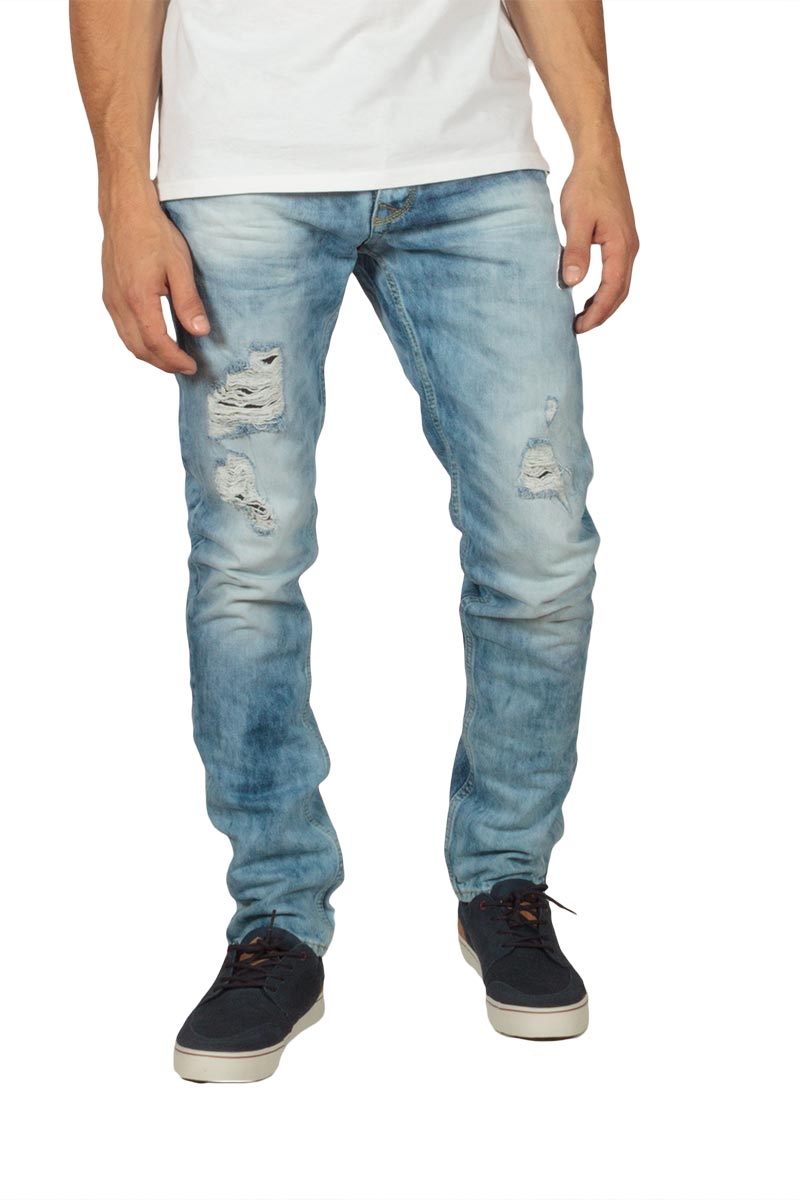 Ανδρικό slim jeans με σκισίματα