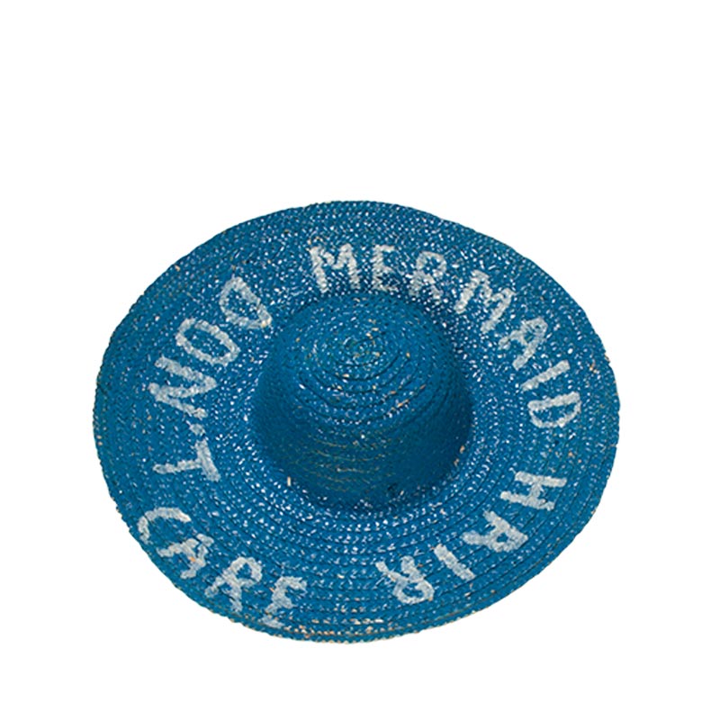 Ψάθινο καπέλο ζωγραφισμένο μπλε