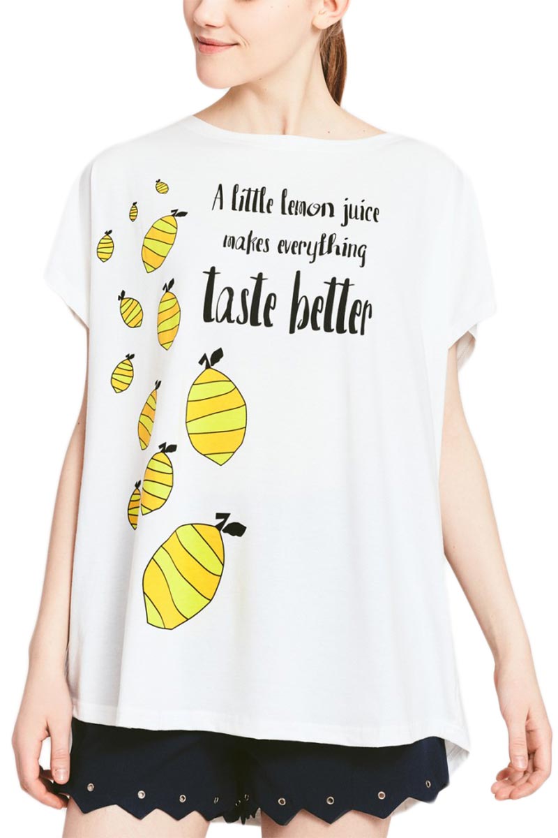 Migle + me Limone γυναικείο baggy t-shirt ημίλευκο