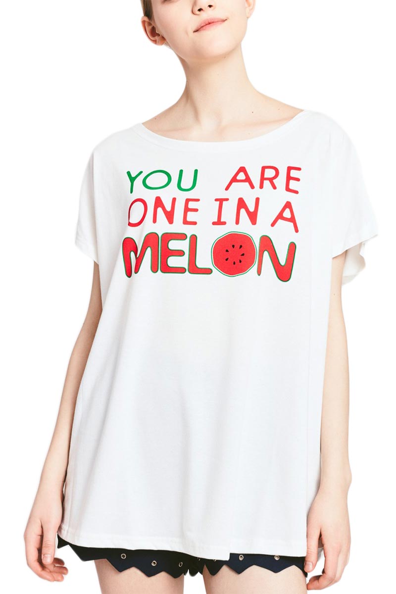 Migle + me Melon γυναικείο baggy t-shirt ημίλευκο