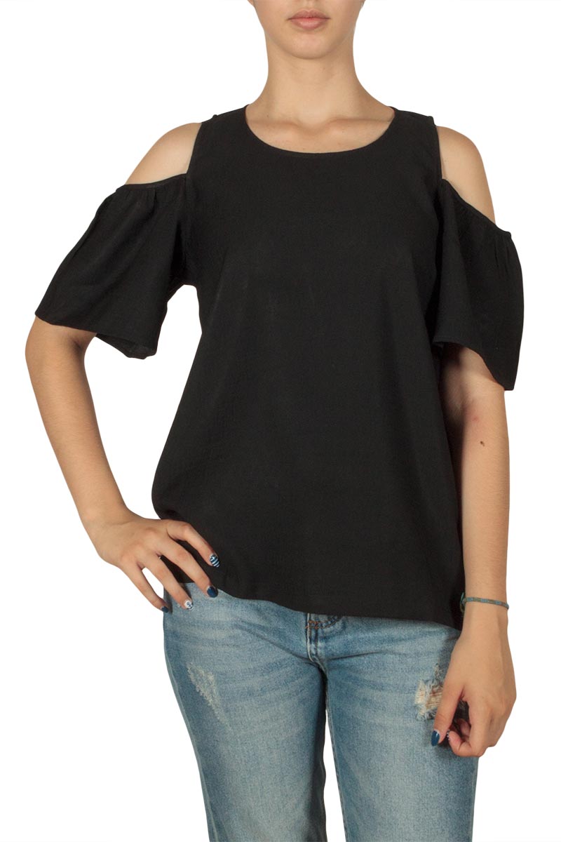 Minimum Eileen μπλούζα με ακάλυπτους ώμους μαύρη