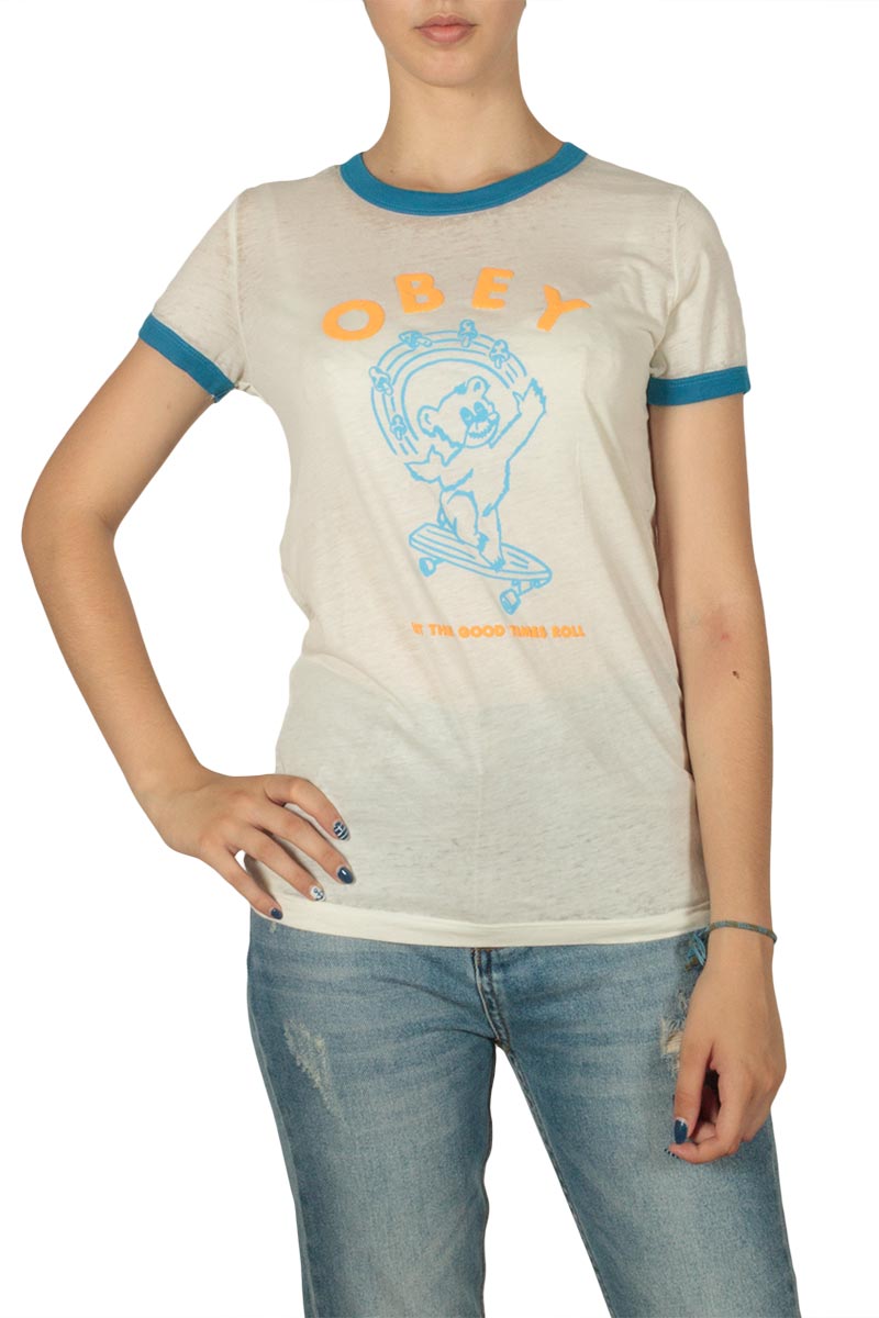 Obey Let the good times roll t-shirt κρεμ