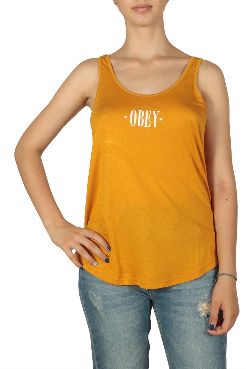Obey New Times Modern αμάνικο τοπ μουσταρδί