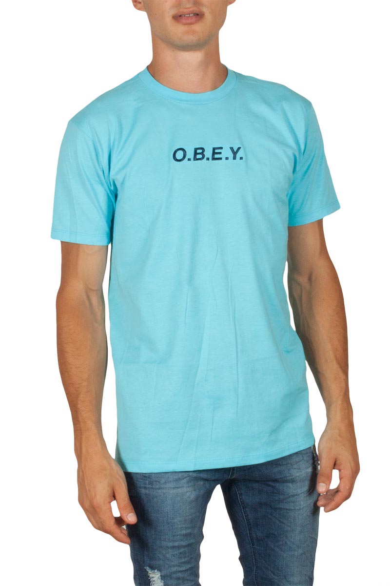 Obey Type t-shirt pacific blue