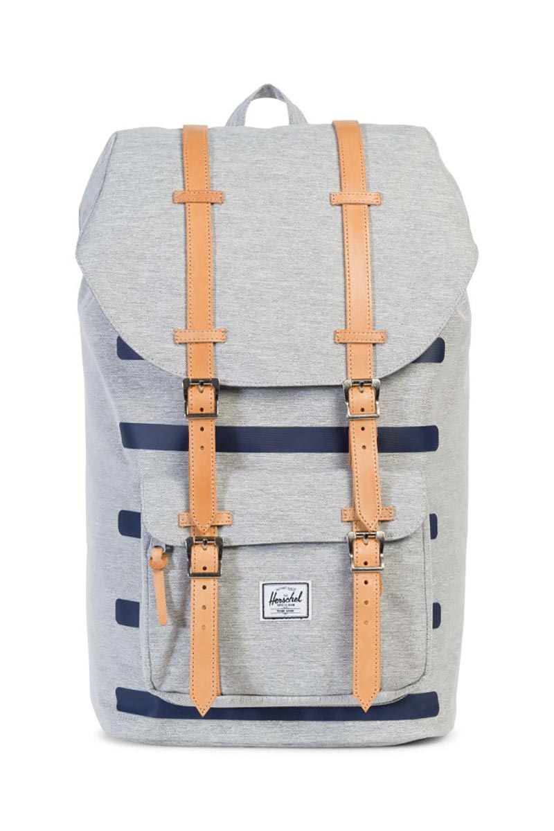 Herschel Supply Co. Little America backpack light grey crosshatch Offset stripe