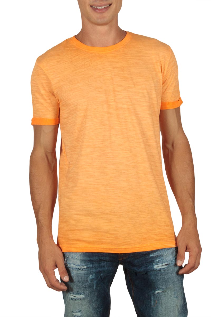 Ανδρικό longline t-shirt πορτοκαλί μελανζέ