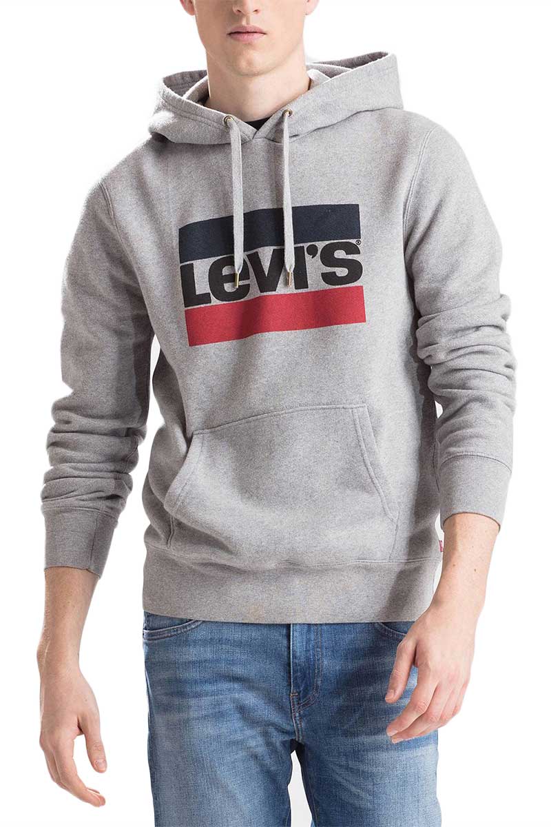 LEVI'S® Graphic sport logo ανδρικό φούτερ κουκούλα γκρι μελανζέ