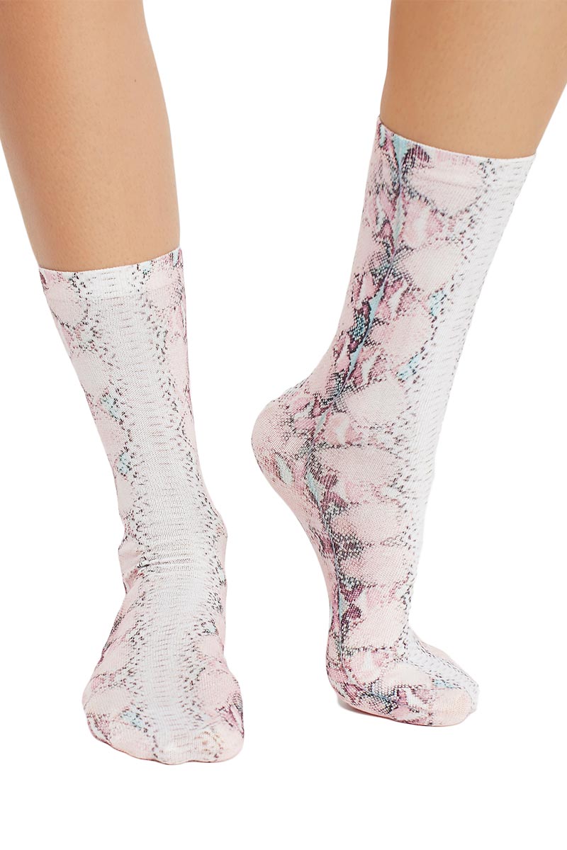 Free People Stole the show printed sock pink snake