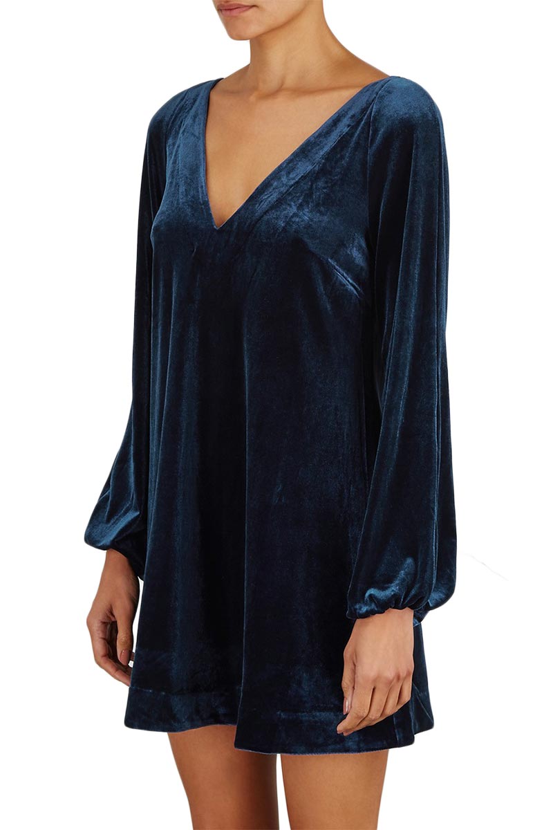 Free People Misha navy βελούδινο φόρεμα