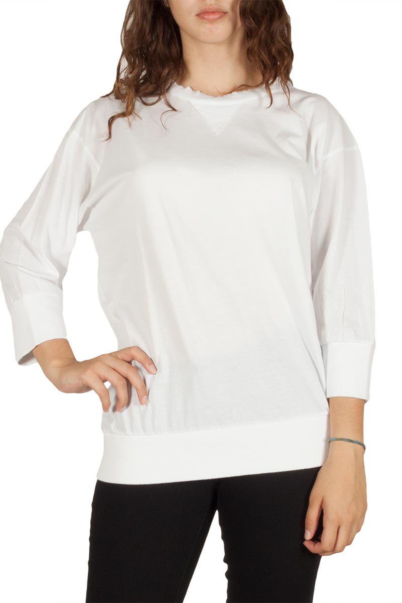 Γυναικεία μπλούζα λευκή με τρουακάρ μανίκια