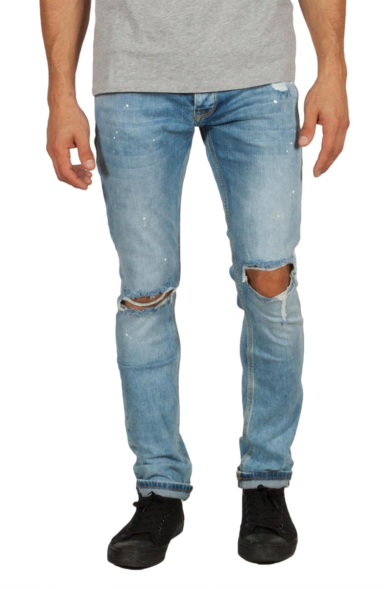 Ανδρικό jeans ανοιχτό μπλε με σκισίματα