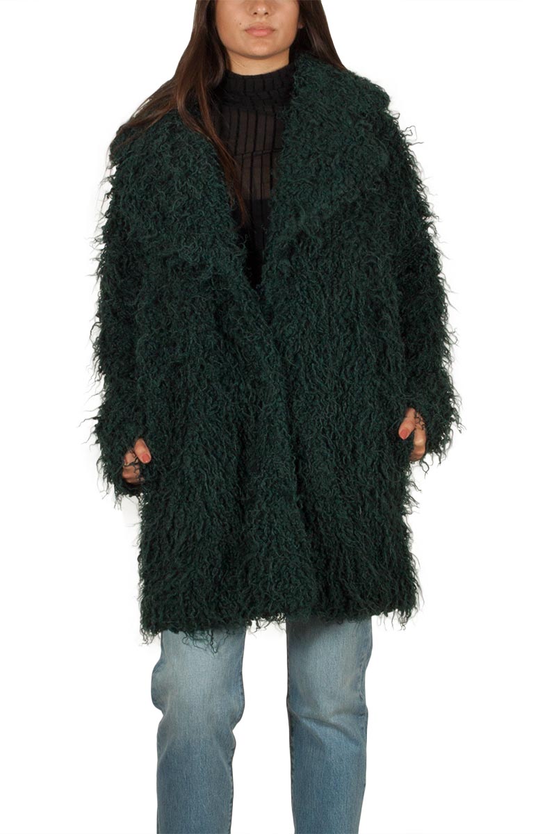 Minimum Gyrit faux-γούνινο παλτό σκούρο πράσινο