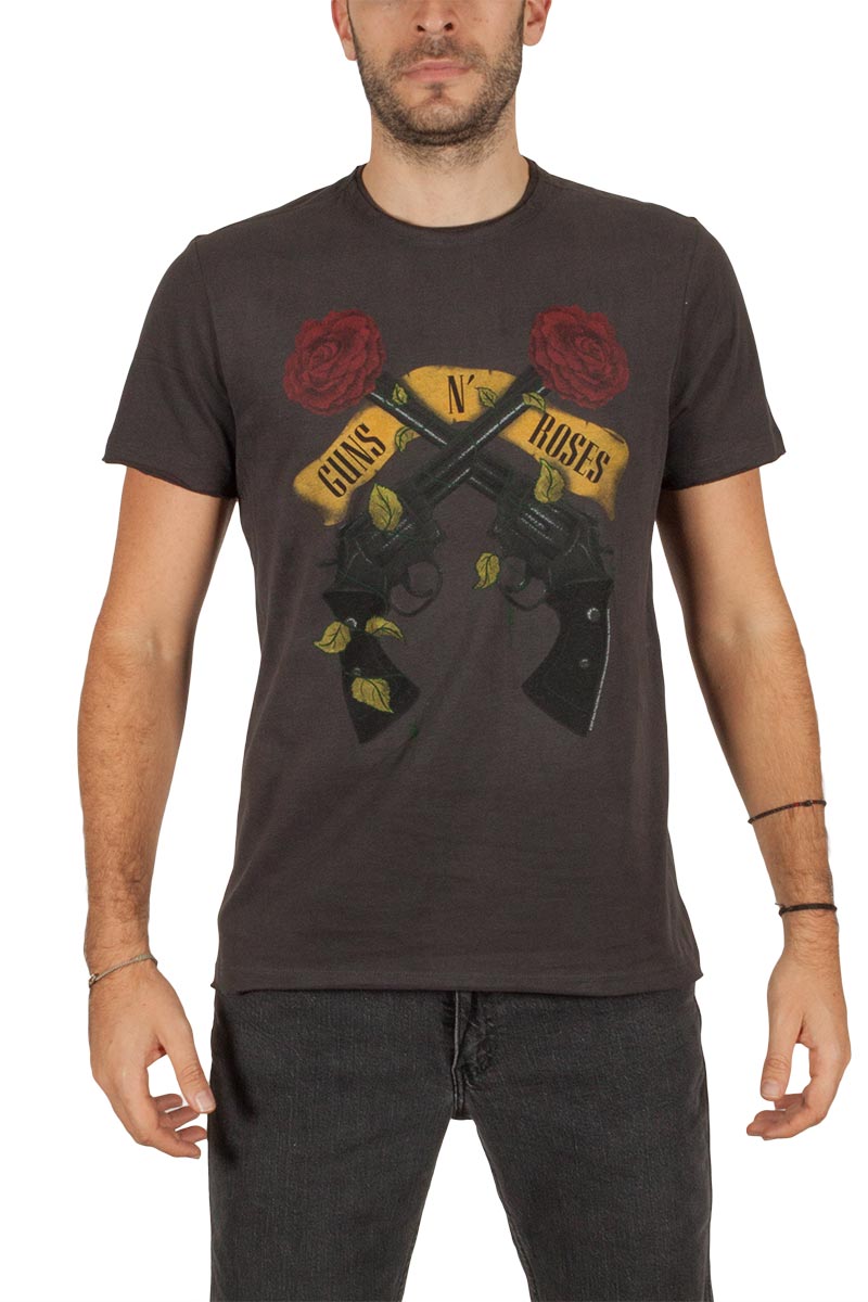 Amplified Guns n Roses Shooting roses t-shirt ανθρακί