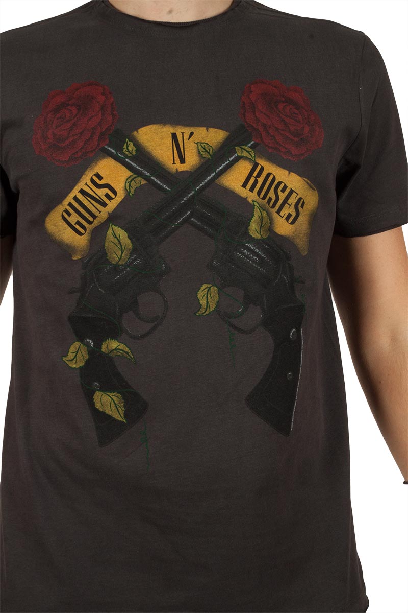 Shooting Roses Amplified Guns N Roses Men's Charcoal T-Shirt 