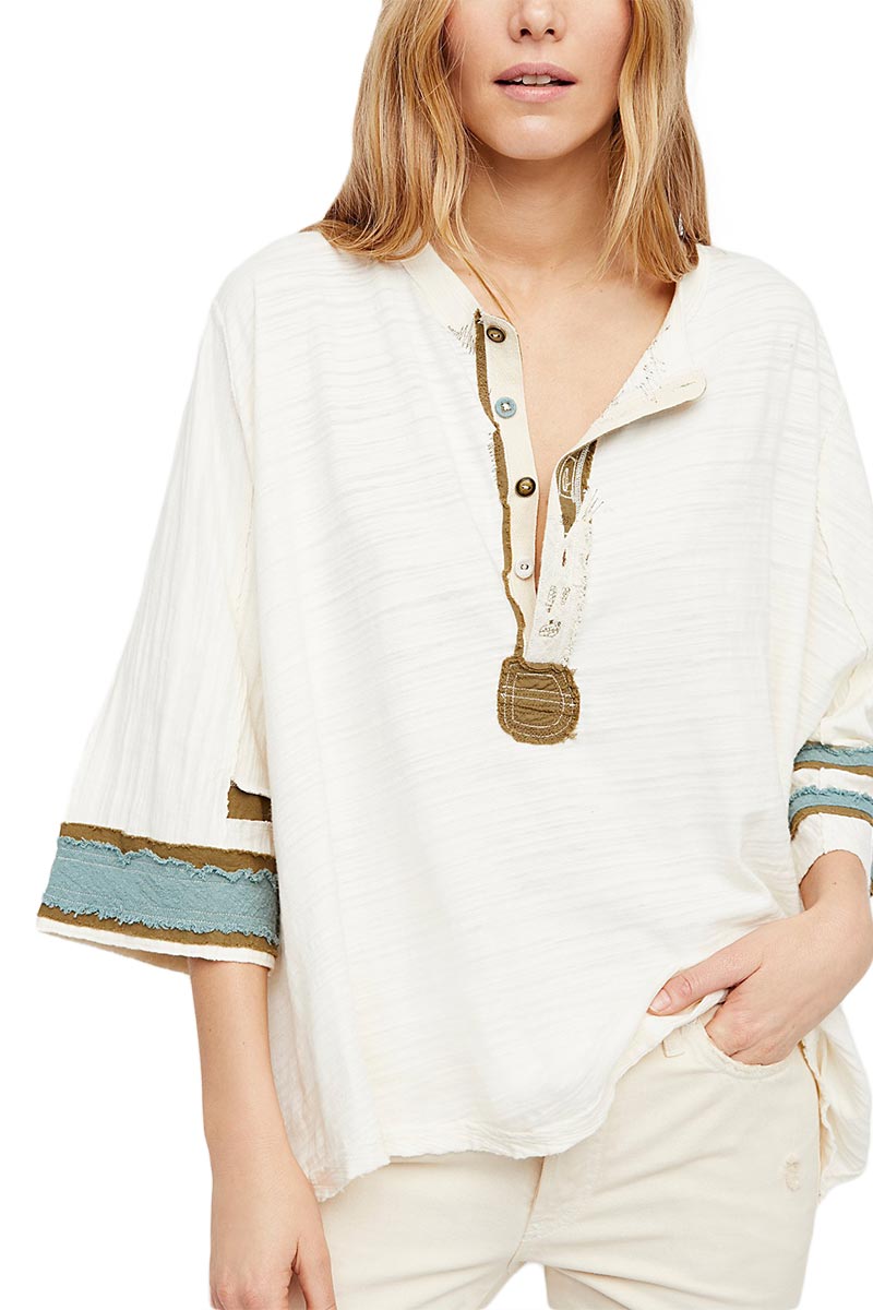 Free People Second wind oversized μπλούζα ιβουάρ