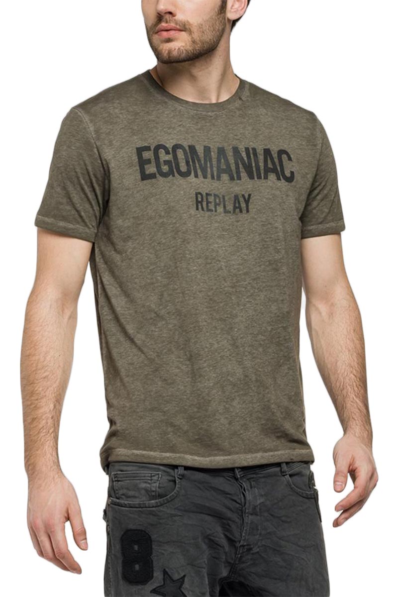 Replay T-shirt Egomaniac σκούρο λαδί