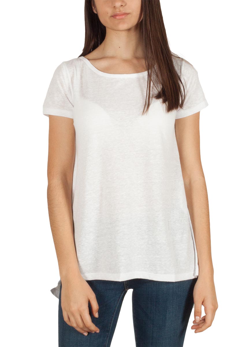 LTB Lipale γυναικεία κοντομάνικη μπλούζα λευκή με πίσω σκίσιμο