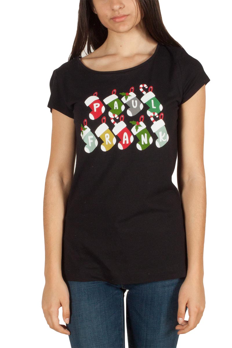Paul Frank γυναικείο t-shirt Christmas socks μαύρο
