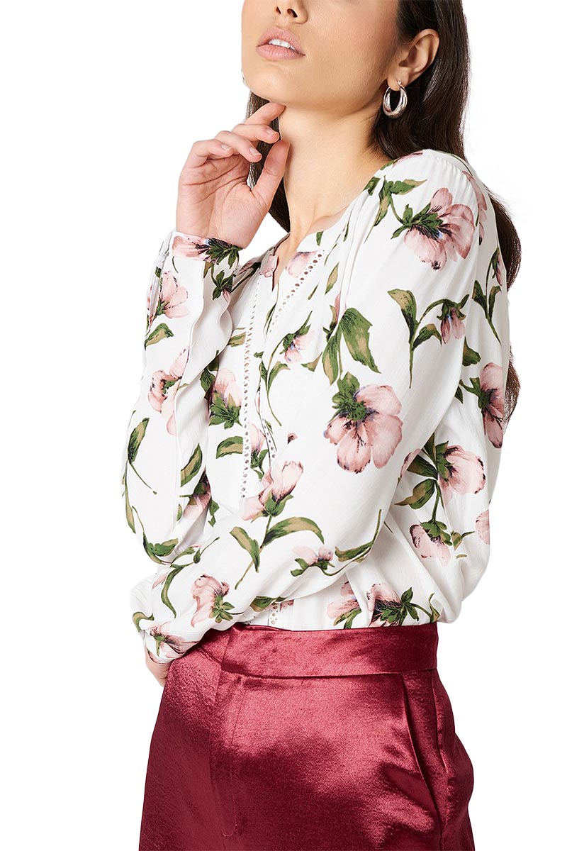 Rut & Circle Damia λευκό πουκάμισο με λουλούδια
