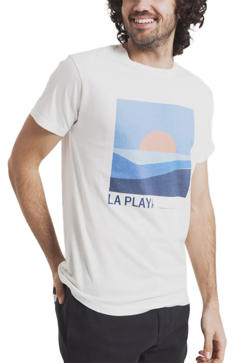 Thinking Mu ανδρικό t-shirt La Playa λευκό