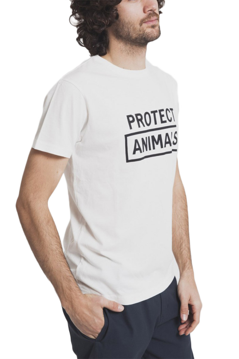 Thinking Mu ανδρικό t-shirt Protect the animals λευκό