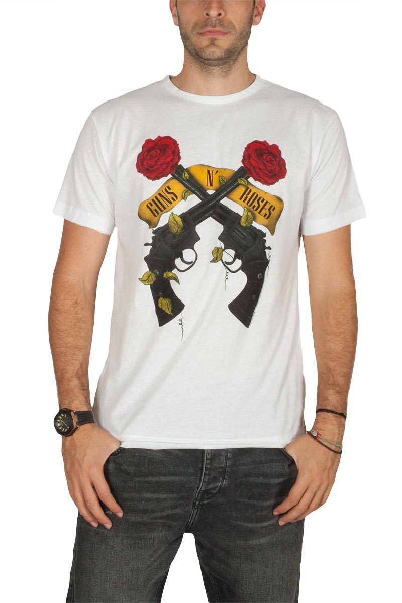Amplified Guns n Roses Shooting roses t-shirt λευκό